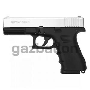СХП Охолощенный пистолет Retay G19C Glock, кал. 9 мм, никель СХП Охолощенный пистолет Retay G19C Glock, кал. 9 мм, никель